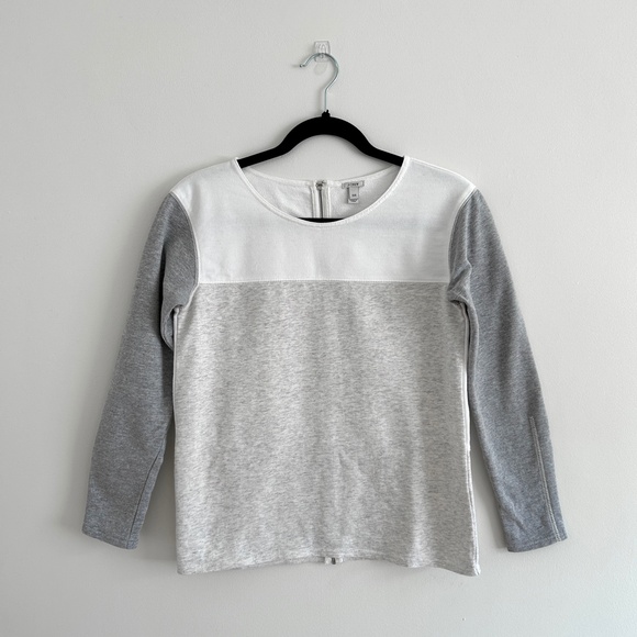 J. Crew Colour Block Sweatshirt Grey and White with Back Zipper Size XXS - Picture 1 of 12